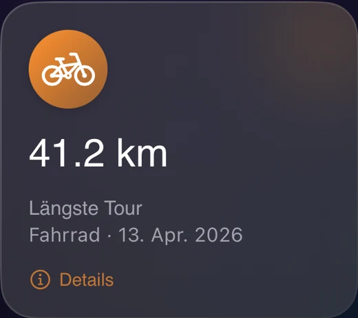 Rekord: längste Tour 41,2 km